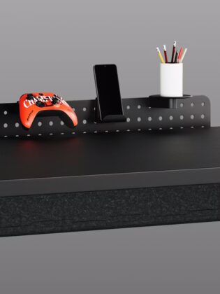 Design details on the Herman Miller Coyl Gaming Desk