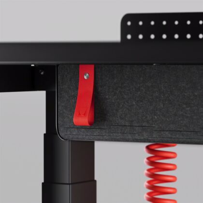 Cable management tray on the Herman Miller Coyl Gaming Desk