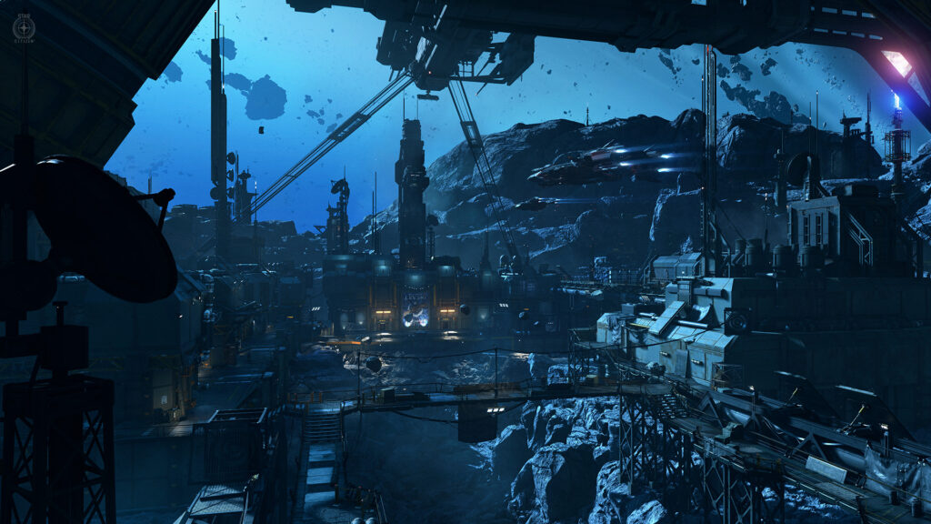 Star Citizen official fankit asteroid base scene