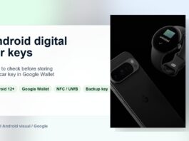 Android digital car key in Google Wallet on a phone and watch