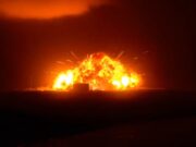 Blue Origin New Glenn explosion fireball during a static fire test at LC-36