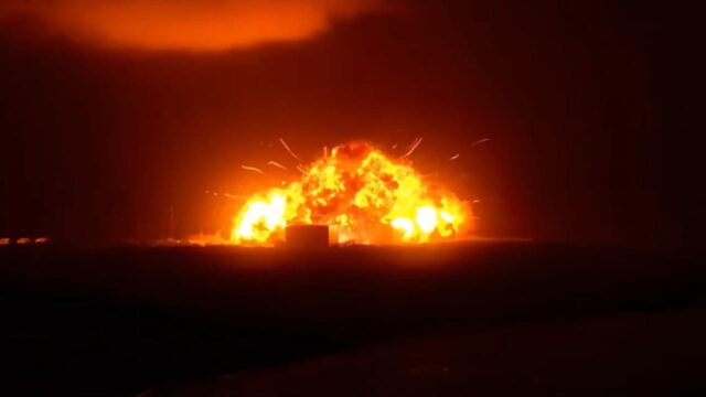 Blue Origin New Glenn explosion fireball during a static fire test at LC-36