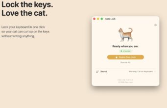 Cats Lock Is a Tiny Mac App Built for Keyboard-Walking Pets Cats Lock Mac app official screenshot showing a cat-proof keyboard lock utility