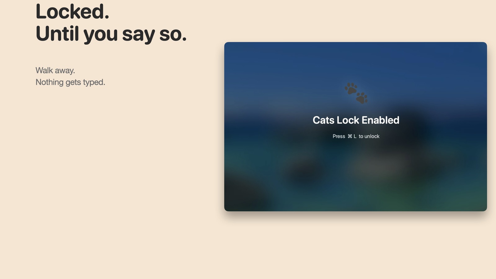 Cats Lock Mac app locked overlay screenshot