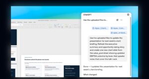 ChatGPT PowerPoint beta add-in shown inside Microsoft PowerPoint