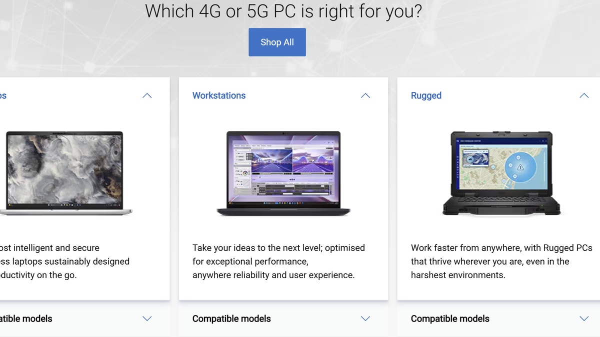Dell 4G and 5G PC category options for laptops workstations and rugged PCs