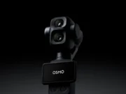 A DJI teaser render showing the Osmo Pocket 4P dual-camera gimbal