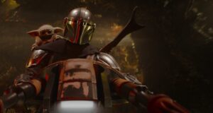 The Mandalorian and Grogu official movie hero image used for Fortnite Watch Party story