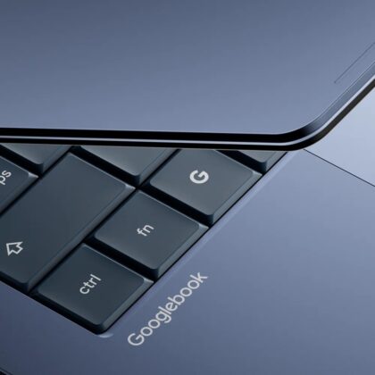 Googlebook Android laptop keyboard angle official image from Google