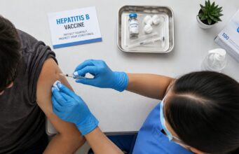 A Hepatitis B Drug Just Posted Rare Functional Cure Results Health care worker administering a hepatitis B vaccine overhead shot