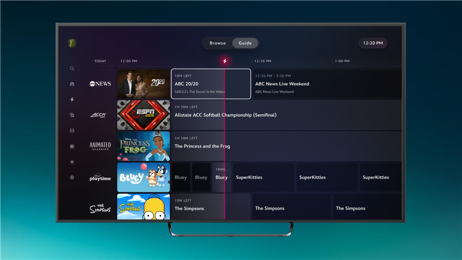 Disney Plus live guide preview for bundle subscribers