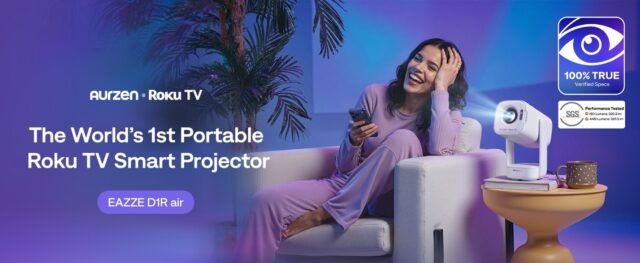 Aurzen EAZZE D1R Air portable Roku TV smart projector