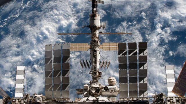 ISS Russian segment air leak near the station Russian module area