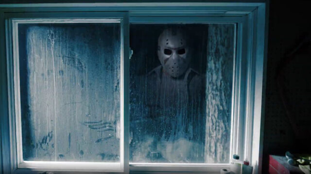 Dead by Daylight Jason Voorhees Hockey Mask Dead by Daylight Jason Voorhees hockey mask reflection in window
