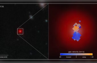 James Webb black hole gas velocity map for Abell2744-QSO1