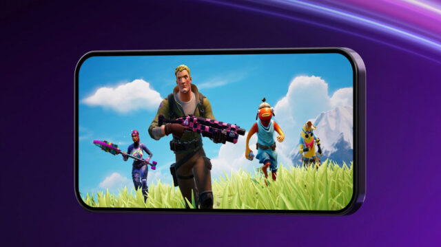 Fortnite on iPhone Fortnite App Store return shown on a mobile phone