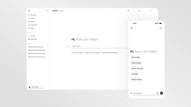 Microsoft 365 Copilot redesign interface