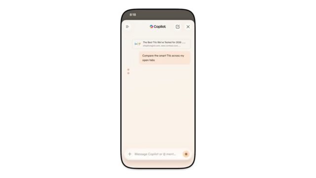 Microsoft Edge mobile Copilot demo showing Edge mobile browser AI features