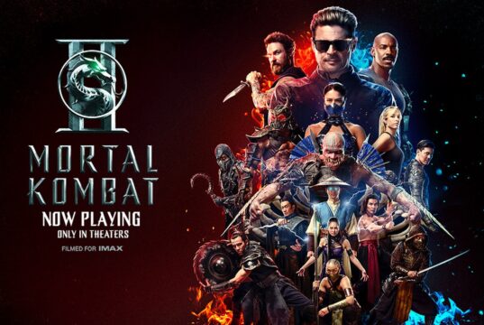 Mortal Kombat II official movie artwork with Johnny Cage and fighters
