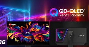 MSI MPG OLED 322URDX36 QD-OLED gaming monitor product render