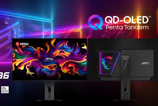MSI MPG OLED 322URDX36 QD-OLED gaming monitor product render