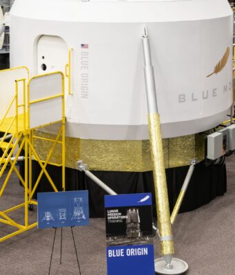 NASA Is About to Train Astronauts Inside Blue Origin’s Moon Lander Cabin Blue Origin lunar lander training cabin prototype at NASA