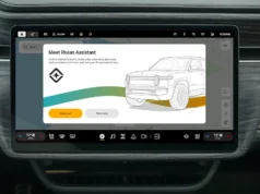 Rivian AI voice assistant displayed on a Rivian infotainment screen