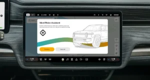 Rivian AI voice assistant displayed on a Rivian infotainment screen