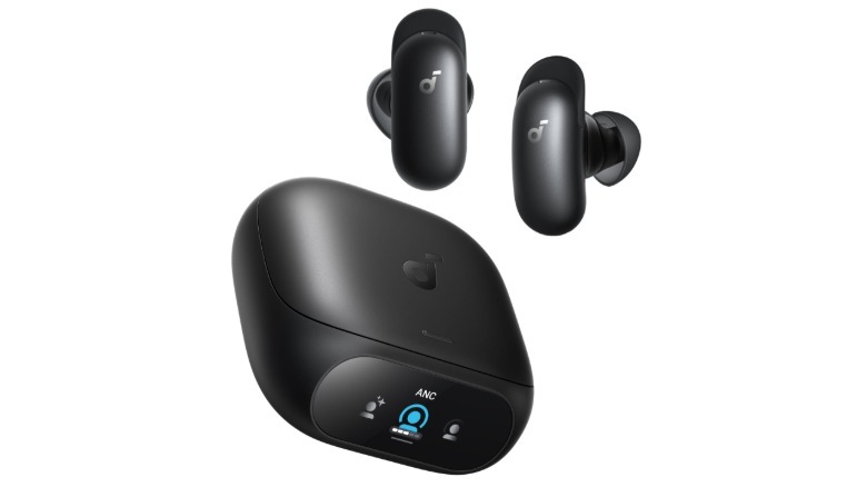Soundcore Liberty 5 Pro earbuds and charging case with TFT touchscreen display