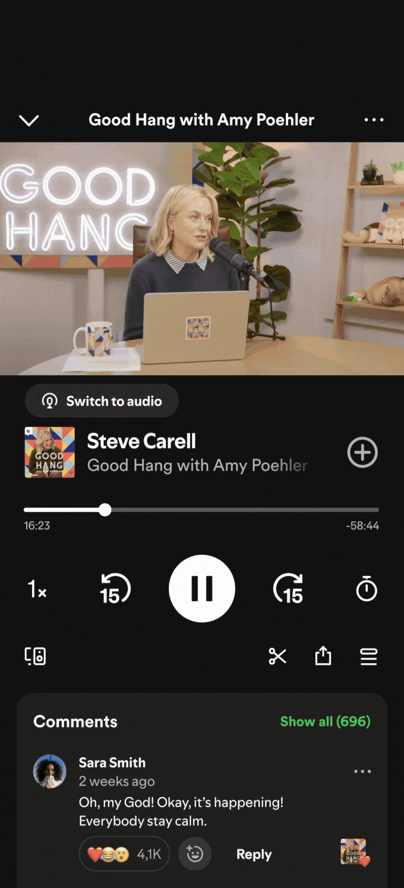 Spotify Podcast Clips animated sharing demo