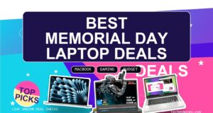 Best Memorial Day laptop deals poster mjhero with MacBook MSI gaming laptop and HP Chromebook picks