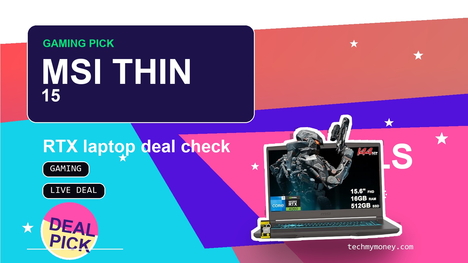 MSI Thin 15 gaming laptop Memorial Day deal mjhero graphic