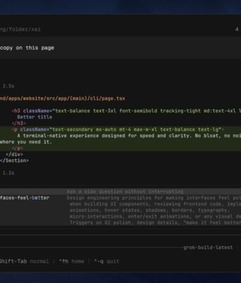 Grok Build coding agent interface screenshot