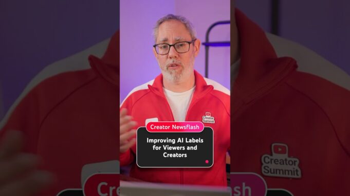 YouTube AI labels shown on video player announcement screenshot