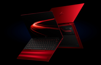 HP’s Ferrari AI PC Is A $5,599 Red Collector Laptop HP Ferrari AI PC red limited-edition laptop on a black background