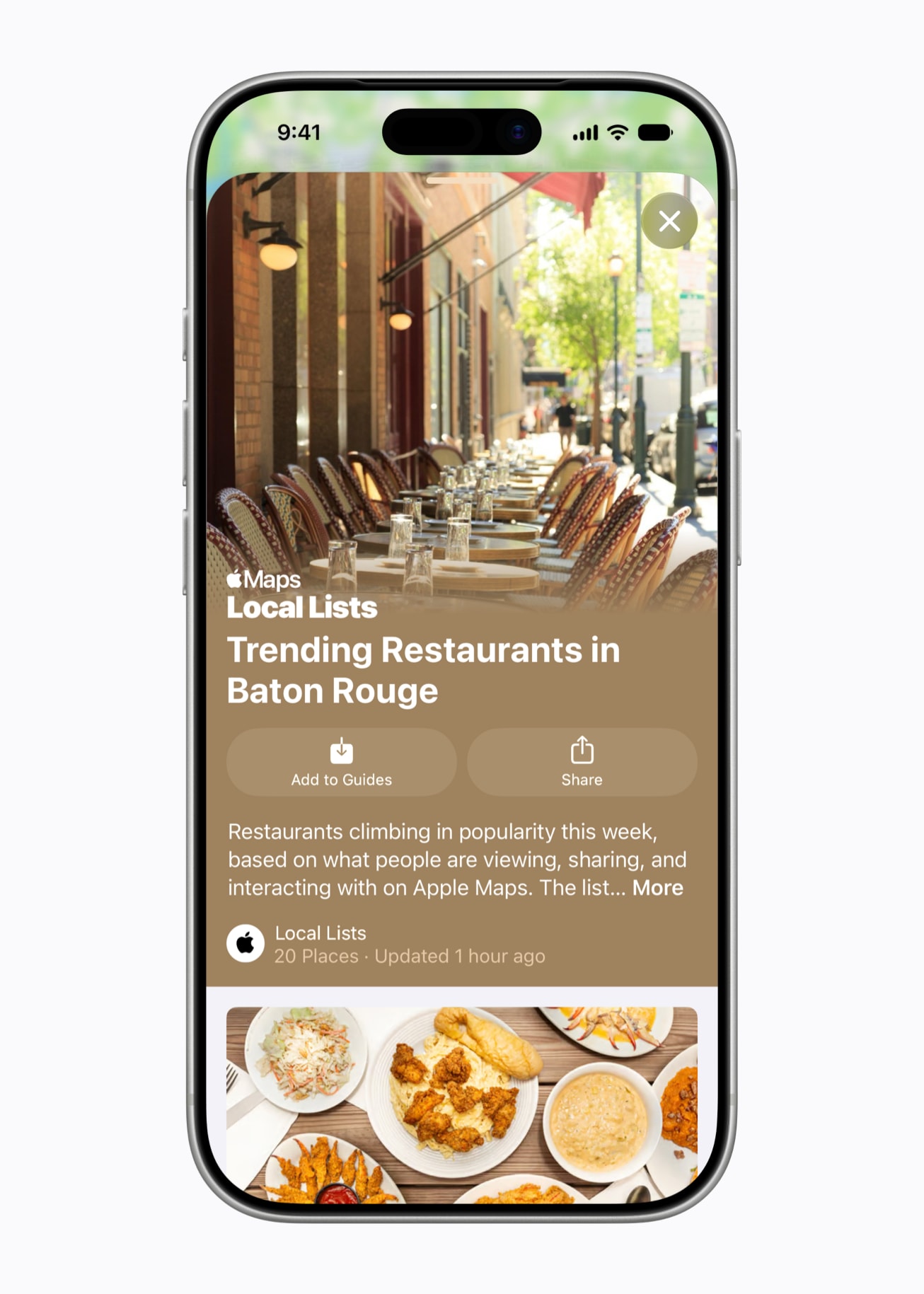Apple Maps Local Lists in iOS 27 on iPhone.