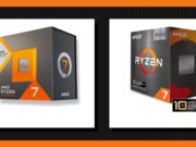 AMD Ryzen 7 7700X3D and Ryzen 7 5800X3D X3D gaming CPU boxes