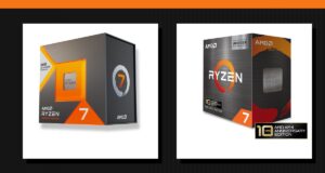 AMD Ryzen 7 7700X3D and Ryzen 7 5800X3D X3D gaming CPU boxes