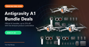Antigravity A1 Prime Day deal guide hero with Standard Explorer and Infinity Bundle product images