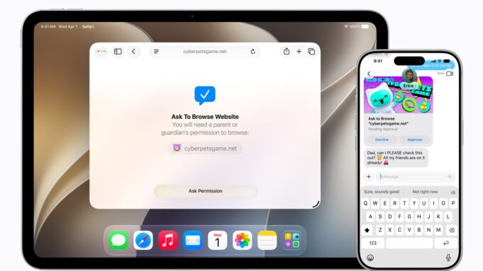Apple Ask to Browse parental control prompt shown on iPad and iPhone