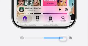 Apple Liquid Glass readability slider shown below a translucent app navigation bar.