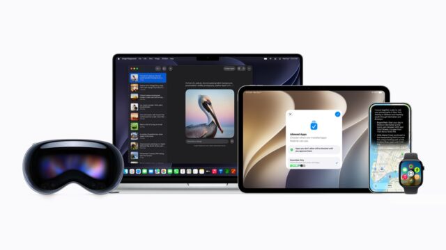 apple-os-27-updates-wwdc26-2x Apple OS 27 updates shown across iPhone, Apple Watch, iPad, Mac, Apple TV, and Vision Pro