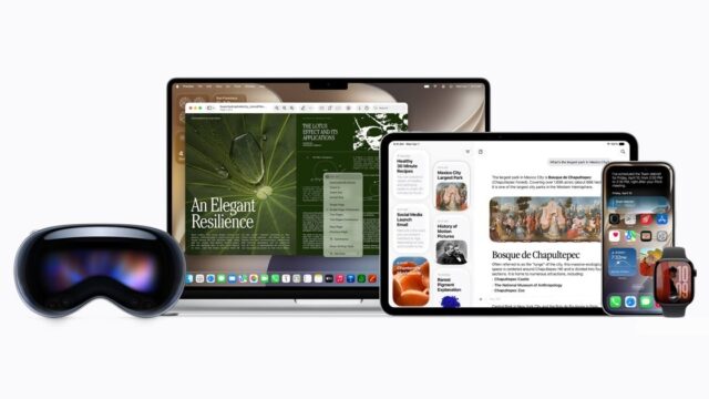 apple-siri-ai-devices.jpg Siri AI shown across Apple Vision Pro, MacBook, iPad, iPhone, and Apple Watch