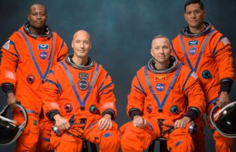 NASA Names the Artemis III Crew for Its Critical 2027 Test Flight Artemis III crew portrait: Andre Douglas, Luca Parmitano, Randy Bresnik and Frank Rubio in Orion suits