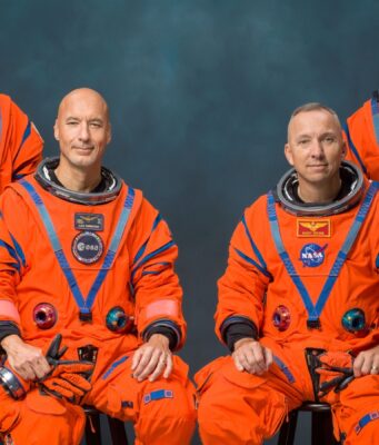 NASA Names the Artemis III Crew for Its Critical 2027 Test Flight Artemis III crew portrait: Andre Douglas, Luca Parmitano, Randy Bresnik and Frank Rubio in Orion suits