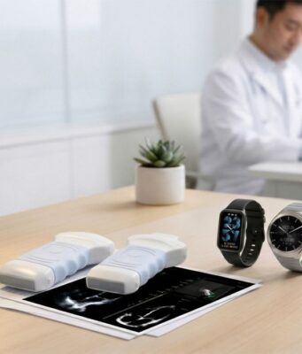 ASUS VivoWatch 6 Plus Brings Health Data Into Its AI Care Push ASUS VivoWatch 6 Plus watches beside ASUS Handheld Ultrasound DuoScan devices in a healthcare setting
