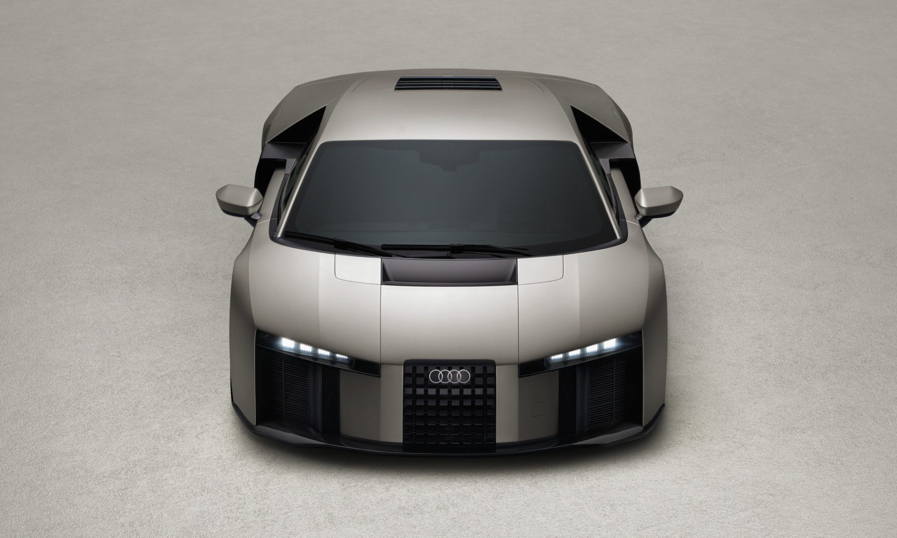 Front profile view of the Audi Nuvolari supercar showing aggressive aerodynamics