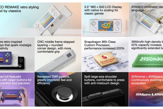 AYANEO Pocket MICRO 2 handheld gaming device with 3.5-inch display and retro horizontal design