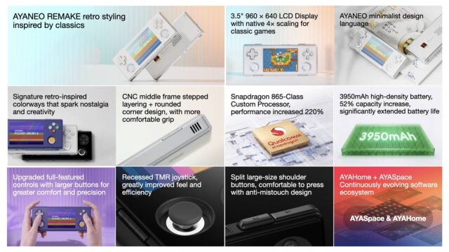 AYANEO Pocket MICRO 2 handheld gaming device with 3.5-inch display and retro horizontal design