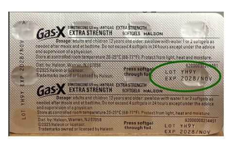 Gas-X Extra Strength Softgels blister card from the FDA recall notice